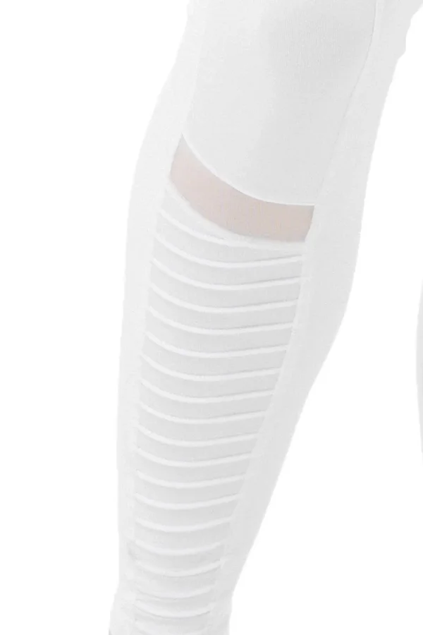 Alo Yoga Athena Moto Yoga Leggings - White/White Glossy - Xxs