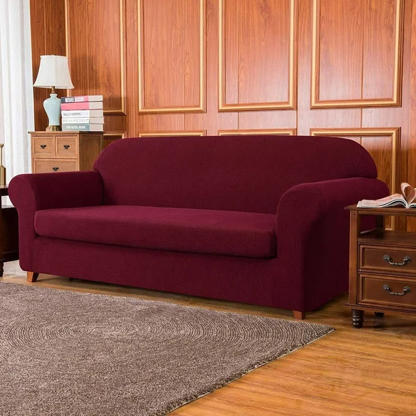 Subrtex Stretch 2-Piece Textured Grid XL Sofa Slipcover, Navy