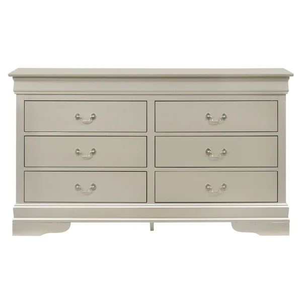 Glory Furniture Louis Phillipe 6 Drawer Dresser in Cherry
