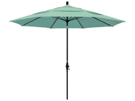 California Umbrella 11' Sun Master Series Patio Umbrella with Matted White Aluminum Pole Fiberglass Ribs Collar Tilt Crank Lift