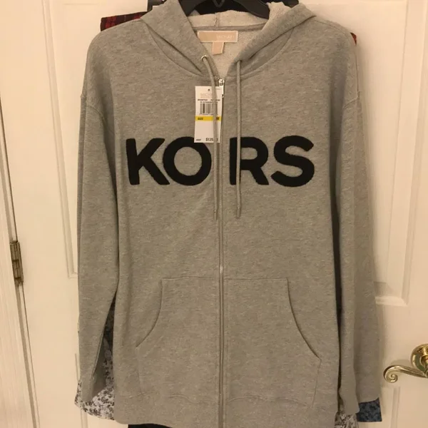 Michael Michael Kors, Kors Cotton Zip-Up Hoodie, Grey, M