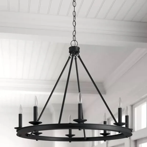 Aramis 8-Light Wagon Wheel Chandelier Finish: Satin Nickel