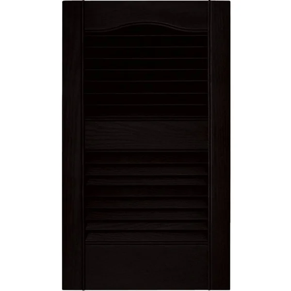 Builders Edge 12 in. x 72 in. Louvered Vinyl Exterior Shutters Pair in Black