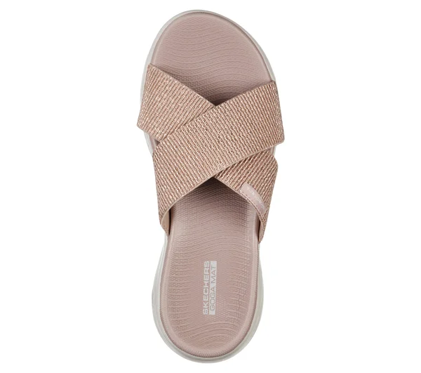 Skechers Women's on The Go 600 Glistening Slide, Rose Gold