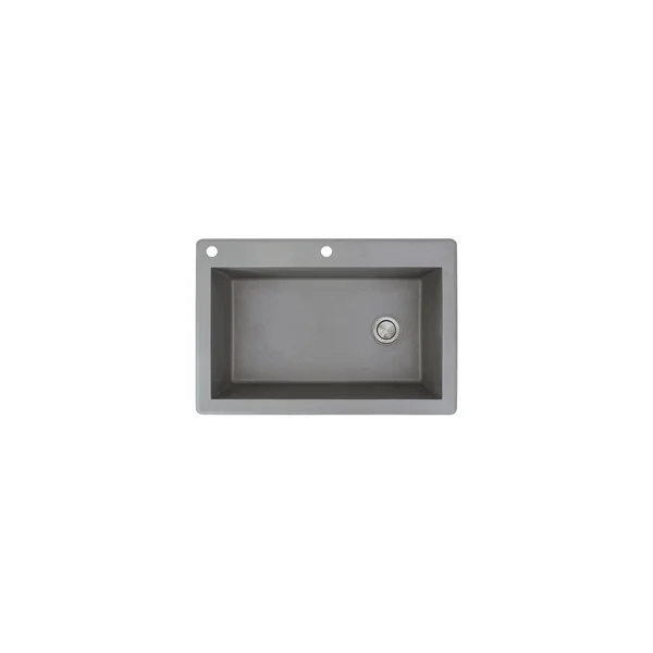 Transolid Radius Drop-In 33-in x 22-in Grey Single Bowl 2-Hole Kitchen Sink in Gray, RTSS3322-17-CA