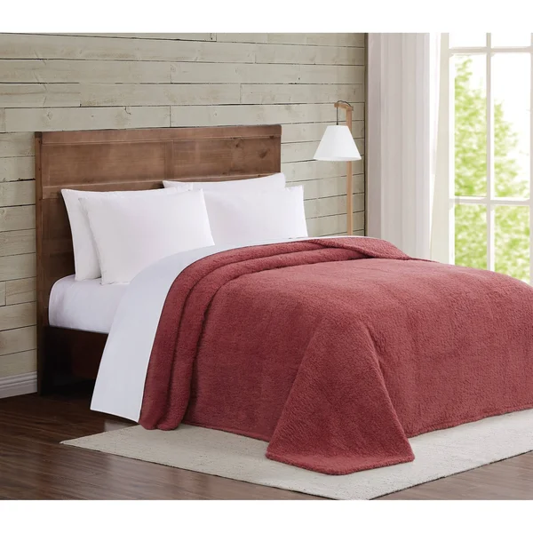 Porch & den Anton Sherpa Blanket - Twin/TXL - Olive Green