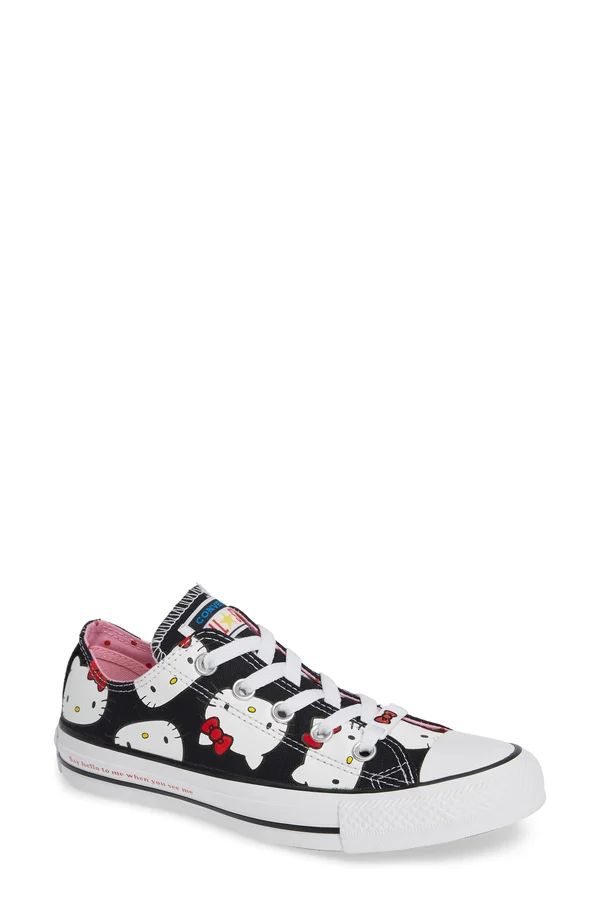 Converse Women's Chuck Taylor All Star Hello Kitty Ox Casual Shoes, Black - Size 8.5