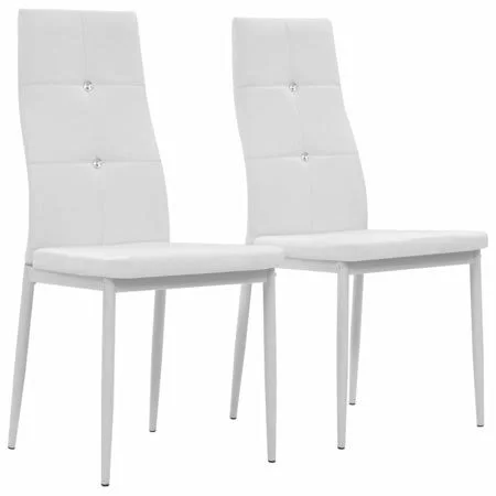 Htovila Dining Chairs 2 Pcs White Faux Leather - Size: 16.9