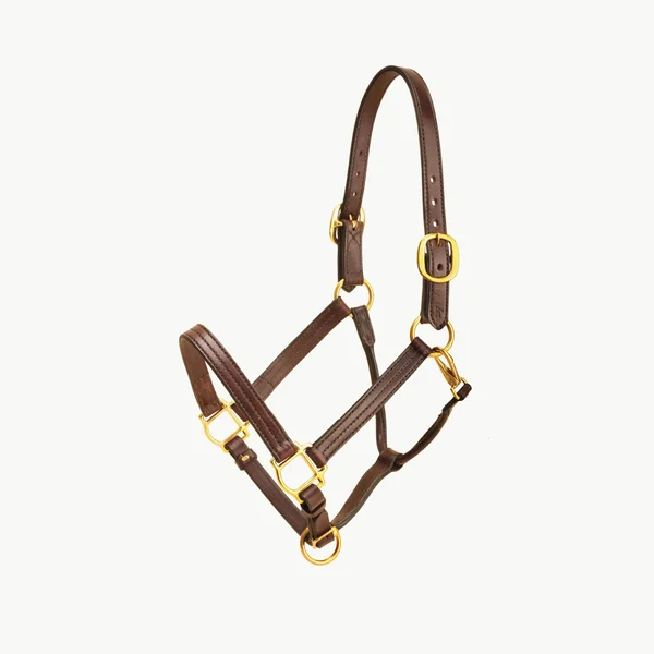 Tory Leather Triple Stitched Halter - Snap & Brass Hardware - Black