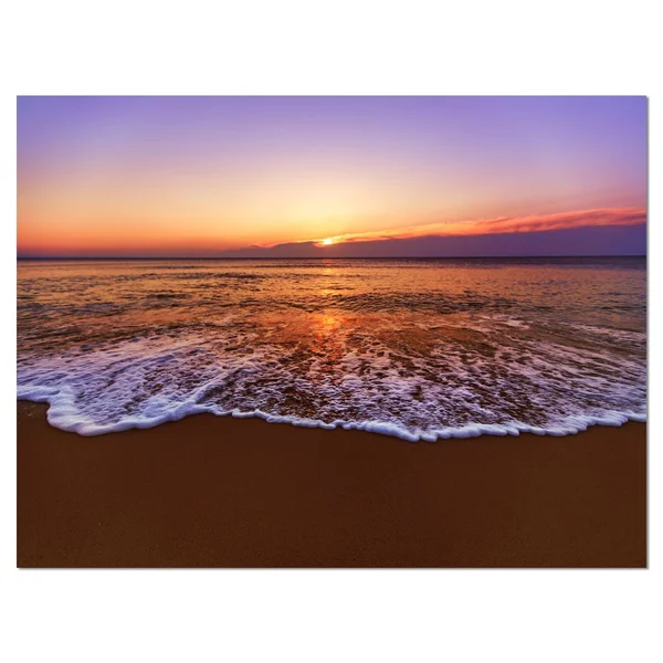 Design Art Orange Tinged Sea Waters at Sunset Photographic Print on Wrapped Canvas - Size: 12x22 H x 20x22 W x 1x22 D, Blue