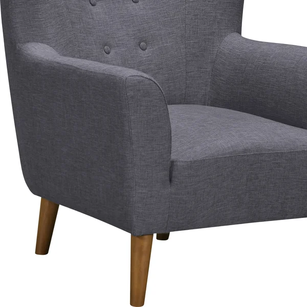 Armen Living Hyland Accent Chair in Champagne Wood Finish and Dark Grey Fabric
