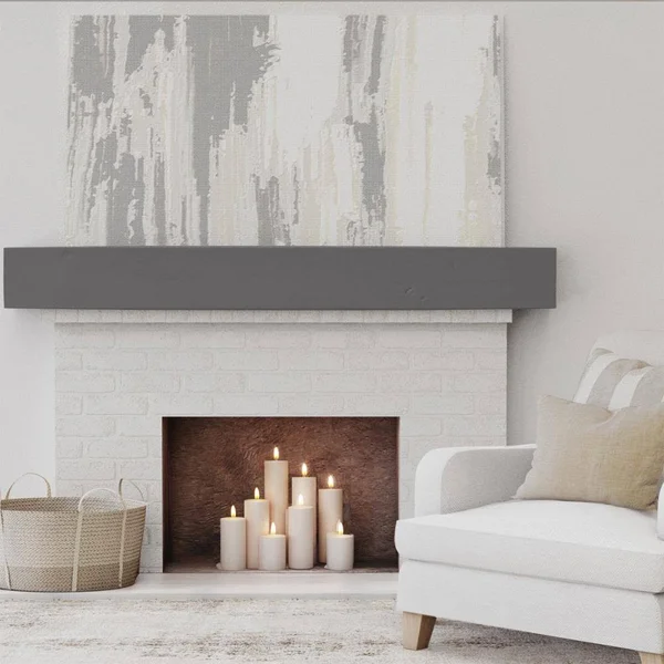 Ekena Millwork MANUKP04X08X48AC 4x22H x 8x22D x 48x22W Knotty Pine Faux Wood Fireplace Mantel - Aged Cedar