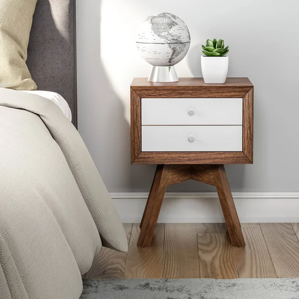 Carson Carrington Solna Modern Walnut and White Two-Tone Nightstand