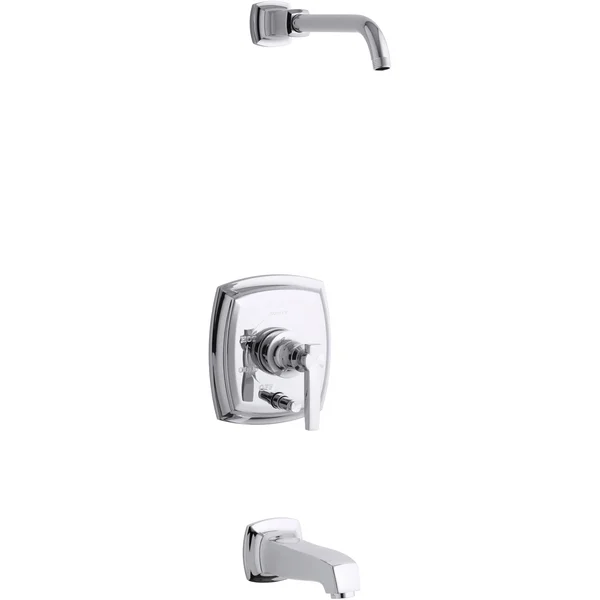 Kohler T16233-4L-CP Margaux Rite-Temp Bath and Shower Trim Set with Push-Button Diverter and Lever Handle, Less Showerhead - Pol