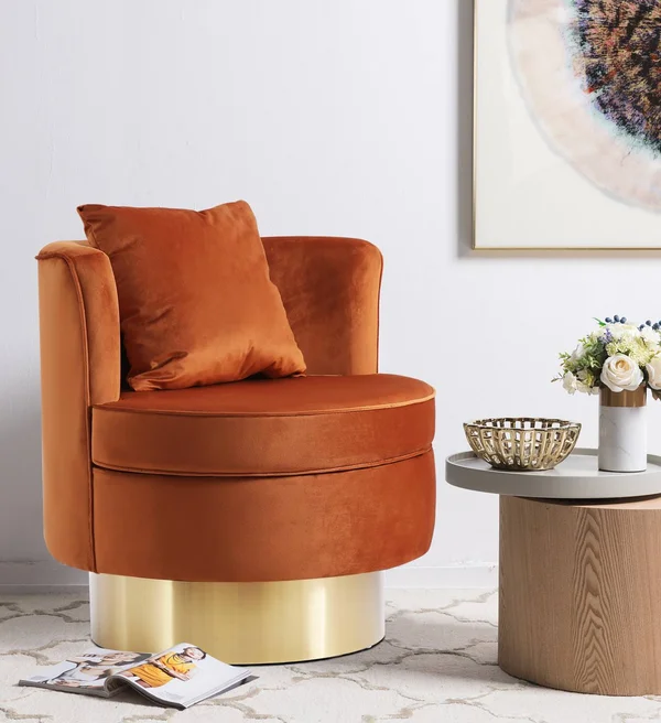 Meridian Kendra Cognac Velvet Accent Chair
