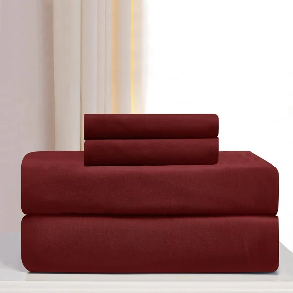Madison Knit Jersey Queen Size Bed Sheet Set - Red