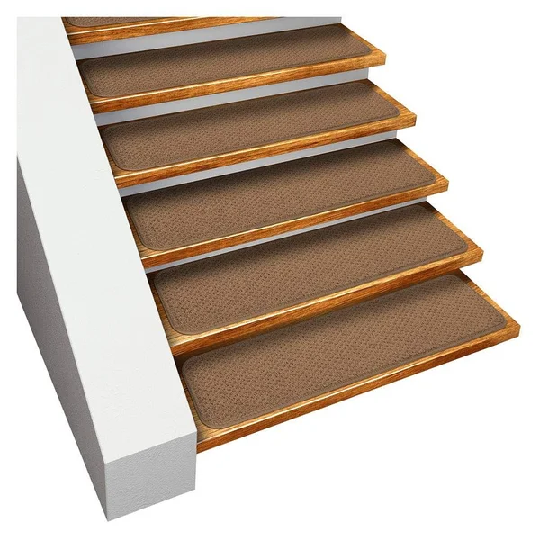 House - Home and More Set of 15 Skid-Resistant Carpet Stair Treads - Toffee Brown - 10 in. x 23.5 in.