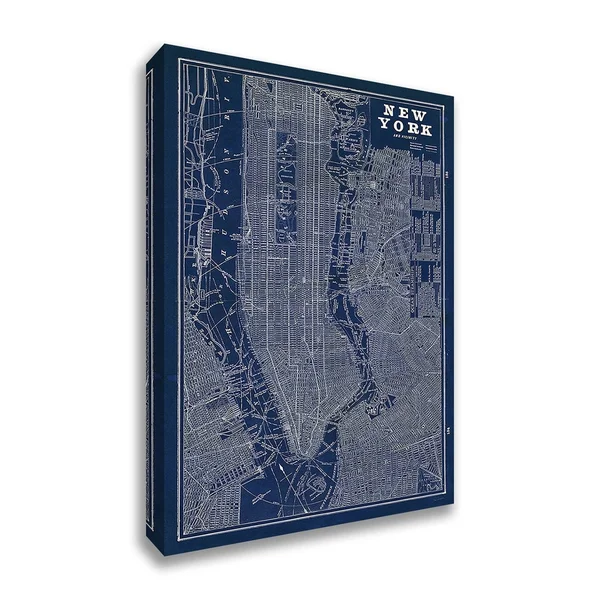 Blueprint Map New York by Sue Schlabach Framed Painting Print