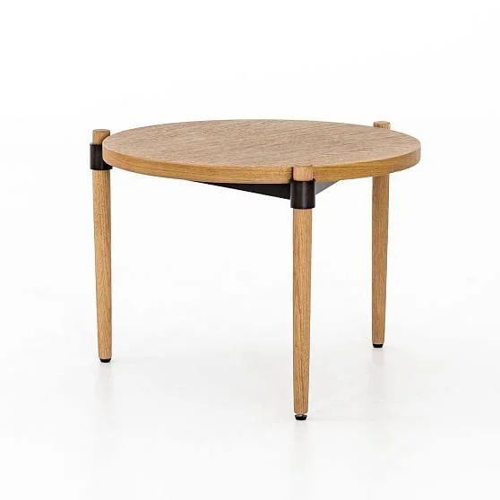 West Elm Oak & Iron End Table, Waxed Black
