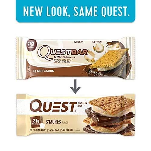 Quest Nutrition Protein Bar S&Mores. Low Carb Meal Replacement Bar with 20 Gram Protein. High Fiber - Gluten-Free (24 Count)