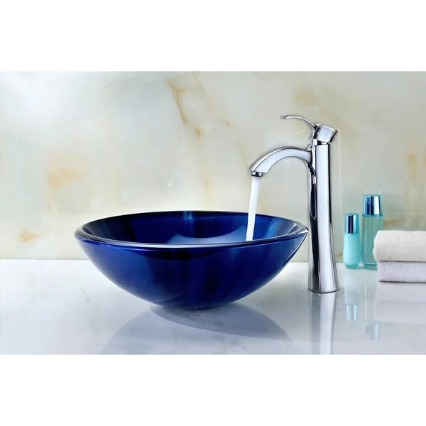 Anzzi LS-AZ051 Meno Series Deco-Glass Vessel Sink in Lustrous Blue