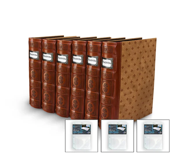 Bellagio-italia DVD/CD Storage Tuscany Cognac Binder 6-Pack with 3 Insert Sheets