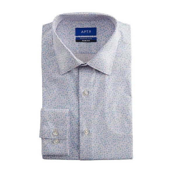 Men's Apt. 9 Premier Flex Slim-Fit Spread-Collar Dress Shirt - Size: Large-36/37, Brt Pink