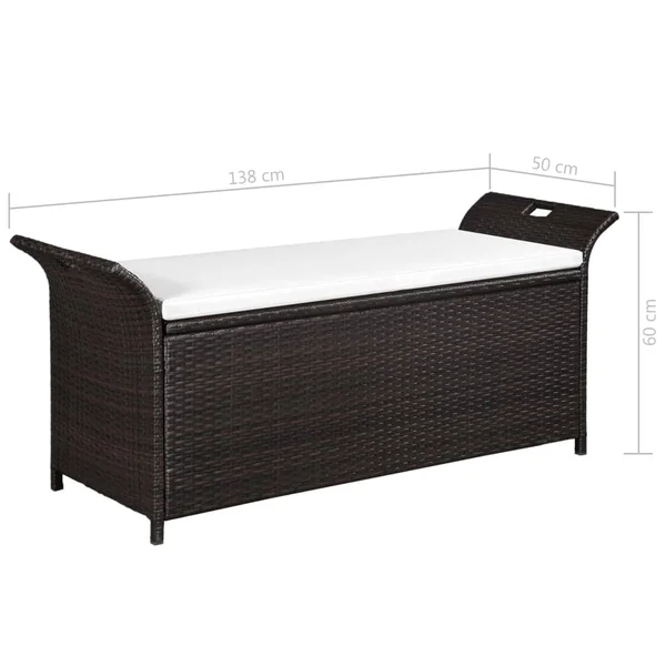 vidaXL Storage Bench with Cushion 54.3x22 Poly Rattan Black