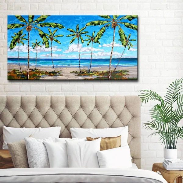 Porch & den Coastal Palms& scenic Canvas Wall Decor Oversized