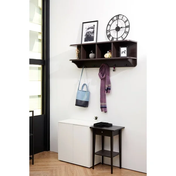 Vanity Art Entryway 5 Brown Hook Wall Mounted Coat Rack with Storage Hanging Shelf Entryway Organizer We-6706-bw, Men's, Size: L