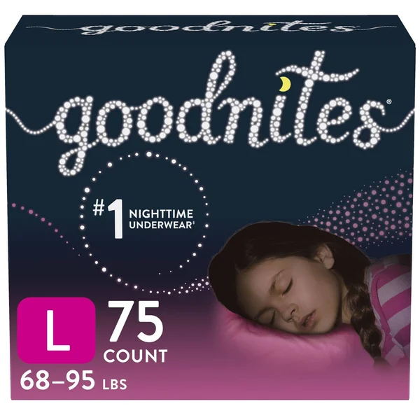 GoodNites Girls& Nighttime Bedwetting Underwear Huge Size - L - 75ct