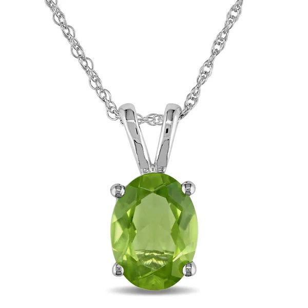 Miadora 10K White Gold Peridot Necklace (1-1/4ct TGW Peridot)