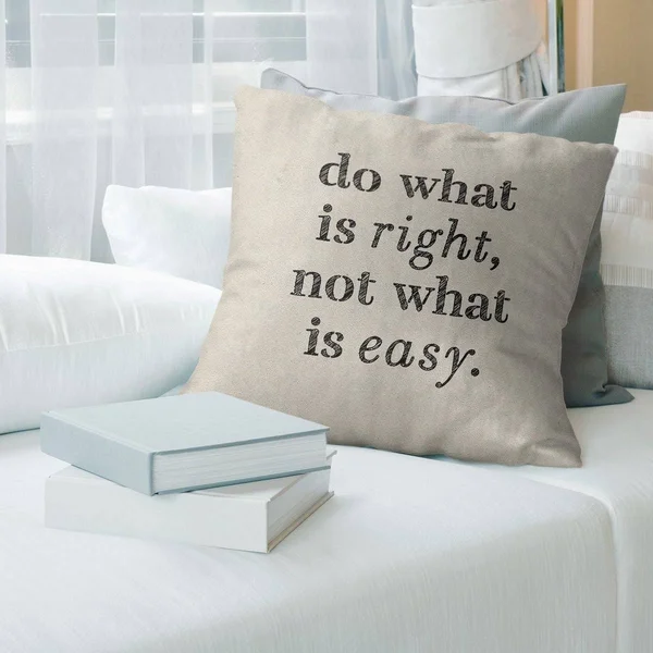 Quotes Handwritten Do What Is Right Quote Pillow-Cotton Twill - 20 x 20 - Square - Zipper Closure - Large - Removable Cover - Ac