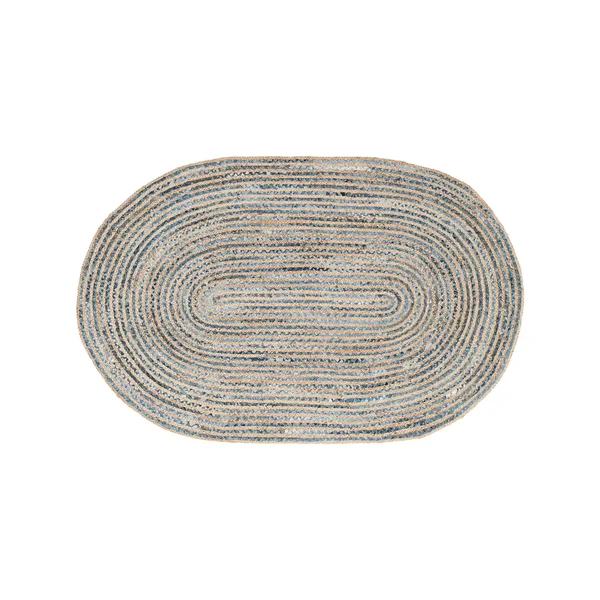Safavieh Cape Cod CAP250A Natural - Blue 5& x 8& Oval Area Rug