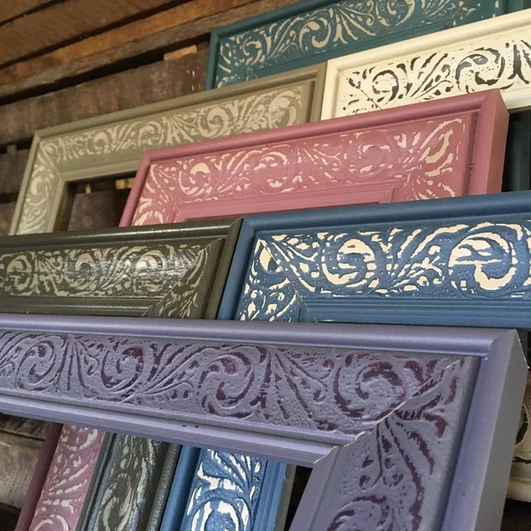 Modern Baroque Embossed Frame in Off White, 10x22 x 20x22