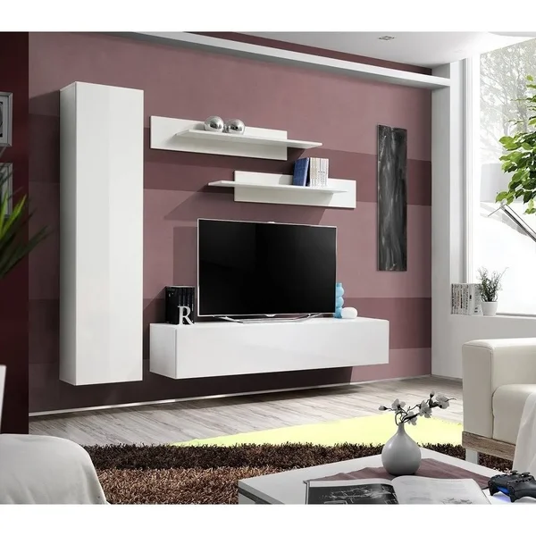 Fly G1 30TV Wall Mounted Floating Modern Entertainment Center (White/Black)