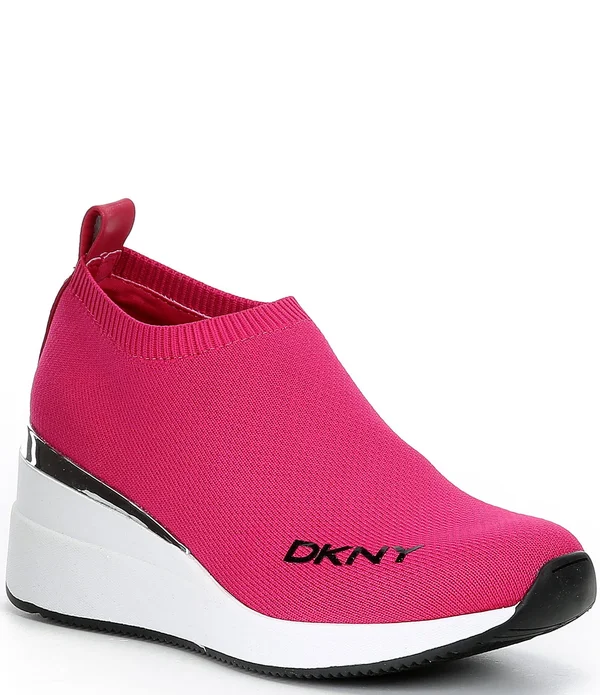 Dkny Parks Knit Wedge Sneakers - Womens, 10M, Jungle Fuchsia