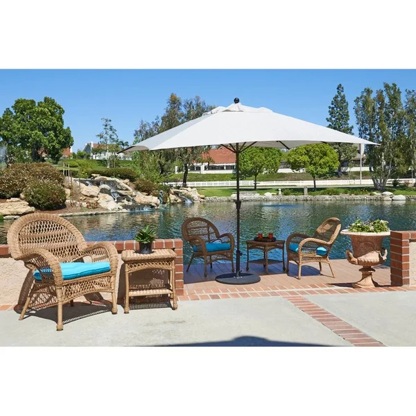 Newport Rectangular Crank Lift Umbrella by Havenside Home, Base Not Included - Jockey Red