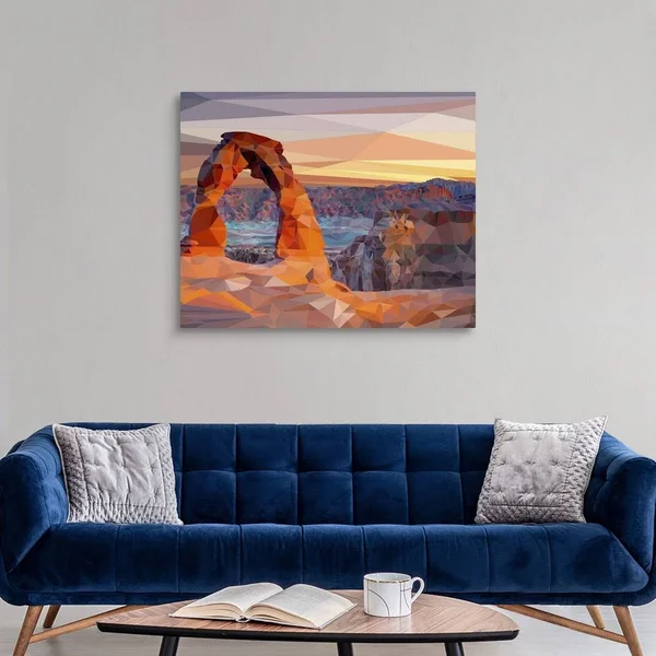 Arches National Park - Low-Poly Art - Canvas Wall Art, 45x36, Great Big Canvas