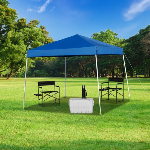 Flash Furniture 8&x8& Blue Outdoor Pop Up Event Slanted Leg Canopy Tent with Carry Bag