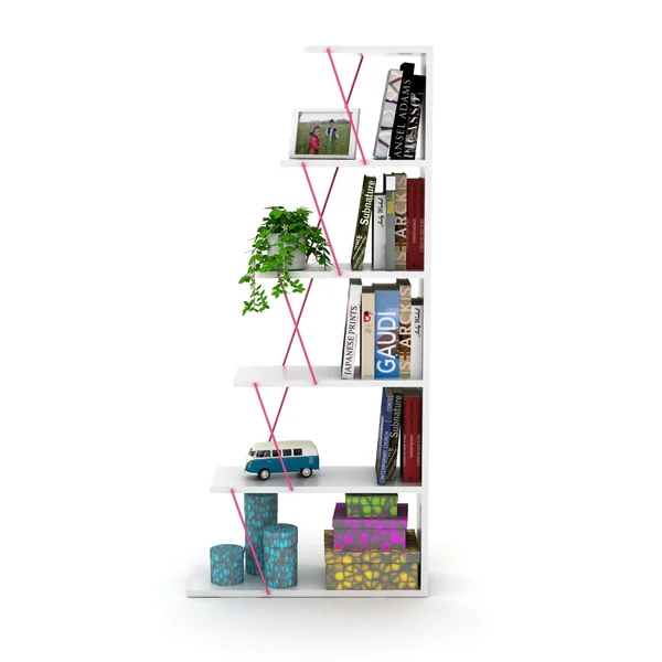 Discountworld Caitlyn Bookcase - White-Pink