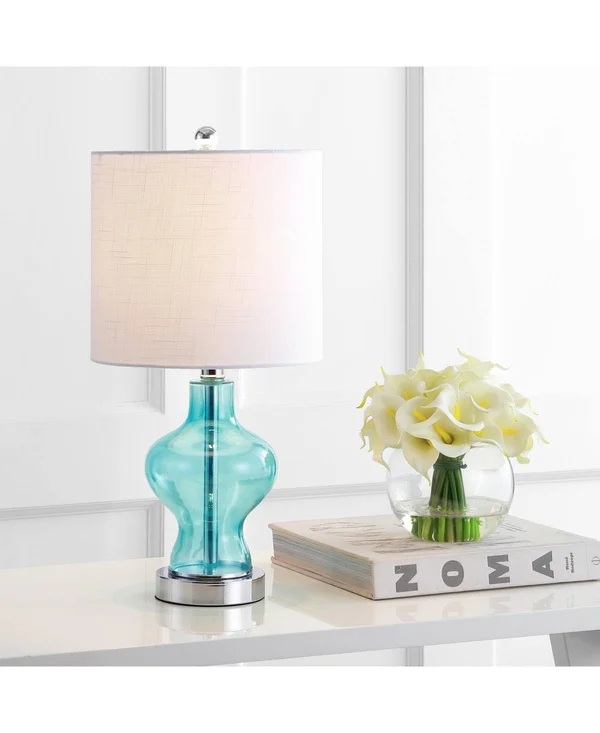 Jonathan Y Mer 20.5x22 LED Table Lamp - Aqua
