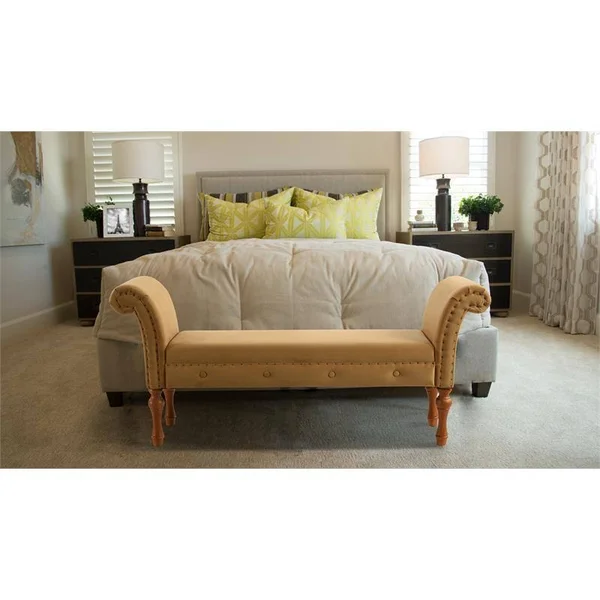 Brika Home Roll Arm Entryway Bench in Gold - BR-1900571