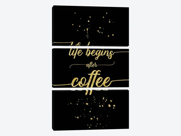 Melanie Viola Large 3-Piece Canvas Print - Gold Life Begins After Coffee ( Inspirational & Motivational Wall Art > Succe