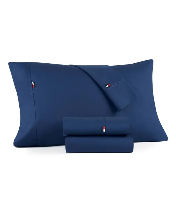 Tommy Hilfiger Signature Solid Sheet Set - Full, Dark Blue