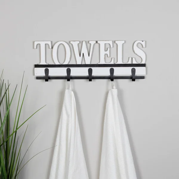 Stratton Home Decor Towels Wall Hooks, White