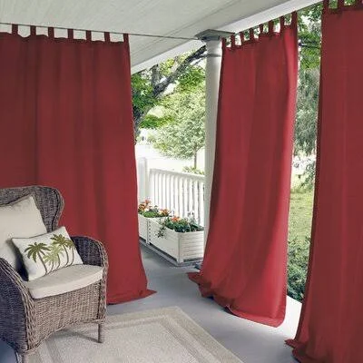 Jarret Solid Room Darkening Outdoor Tab Top Single Curtain Panel Latitude Run Size per Panel: 52x22W x 84x22L - Curtain Color: Re
