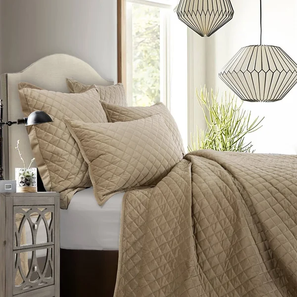 HiEnd Accents Velvet Quilted Sham - King Sham, Gray
