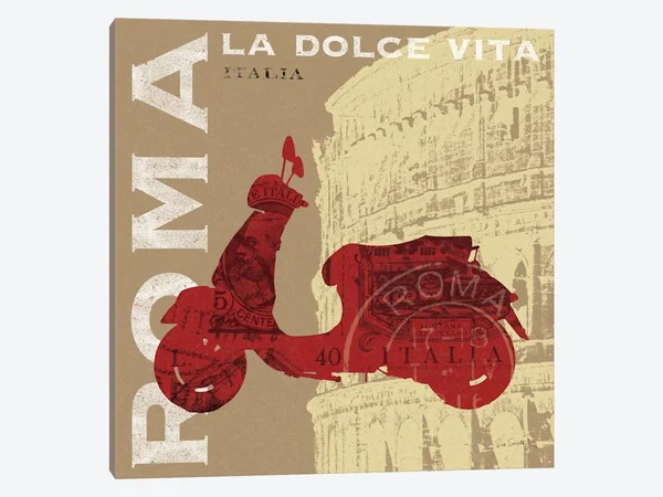 Sue Schlabach Paintings Canvas Art Prints - Motoring in Rome