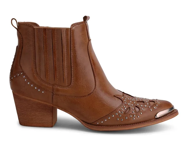 Wanted Lonestar Western Inspired Ankle Bootie Women's Shoes - 7, Tan